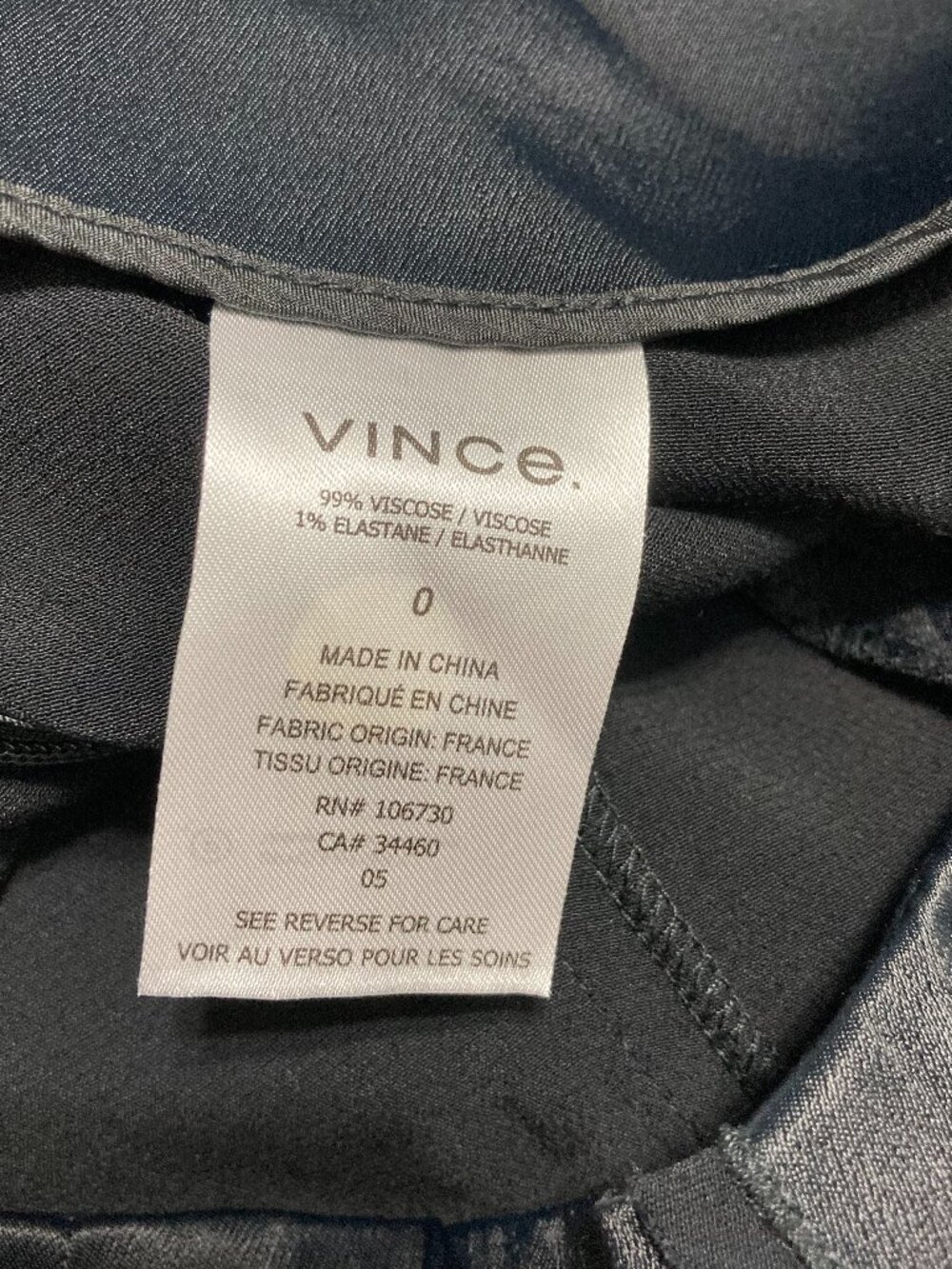 VINCE Liquid Satin Wide Leg Pants Black Quiet Luxury Side Zip Minimalism Size 0 - Picture 5 of 14